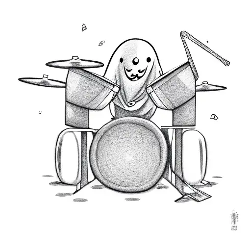 Cartoon Ghost Playing Drums