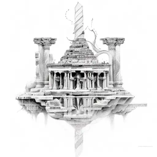 Concept Tattoo With Stoicism Gods And Ancient Buildings