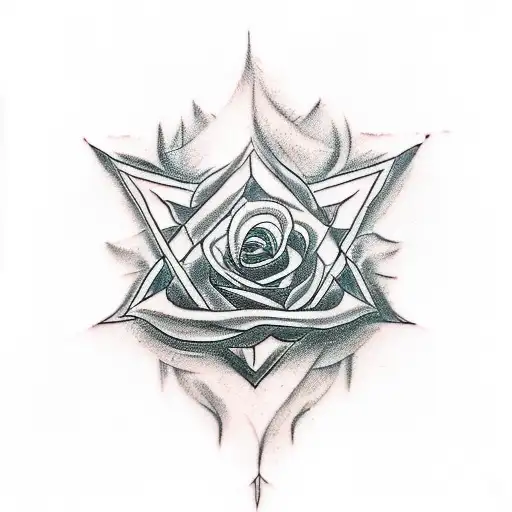 A Rebellious Tattoo Featuring A Red Anarchy Symbol Morphing Into A Rose