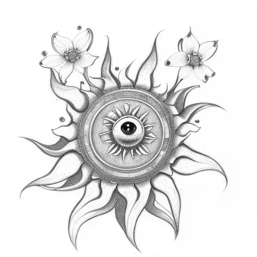 Sun And Elephant And Forget Me Not Flower