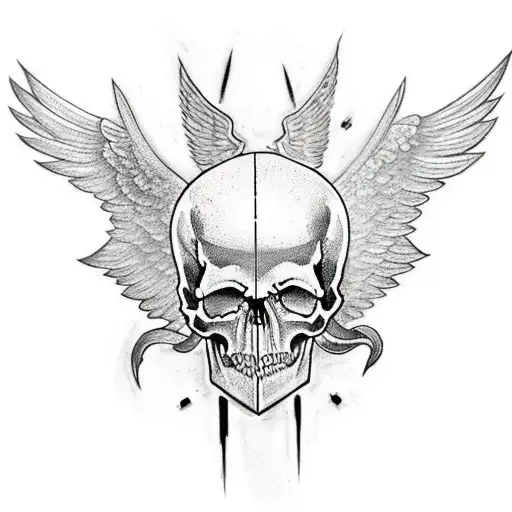 A Tattoo Of A Skull With Wings And A Banner That Says 'No Sacrifice Is Too Great'