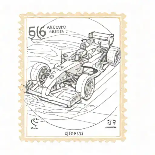 Postage Stamp With F1 Car Driving Along
