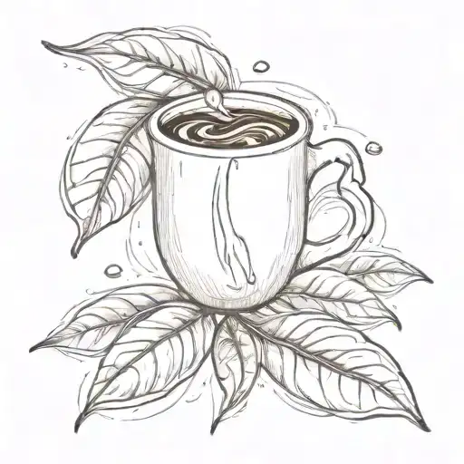 Coffee Bean With A Watercolor Effect And A Subtle Gradient Shadow