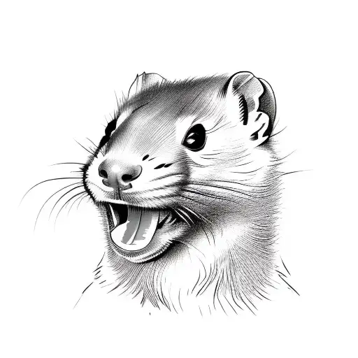 A Head Of A Ferret With An Open Mouth And An Astronaut Helmet