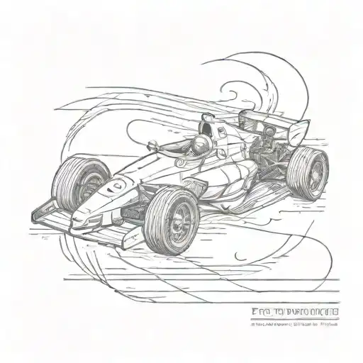 Postage Stamp With Small F1 Car Driving On Track Winding