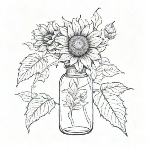 Sunflower On Bottle