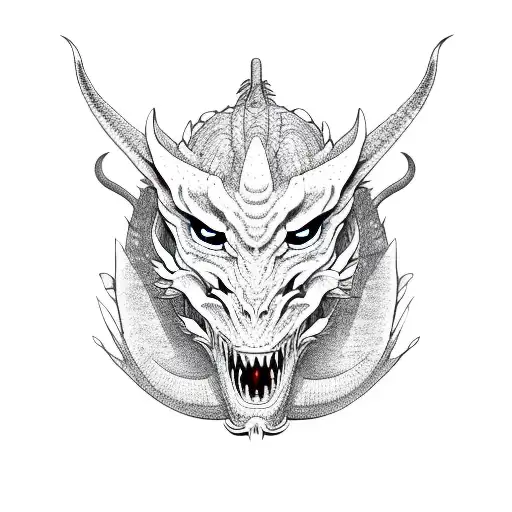 Dragon With Oni Mask