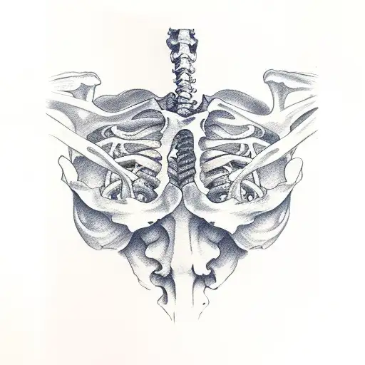 Skeleton Ribs With Lilly Of The Valley Flower