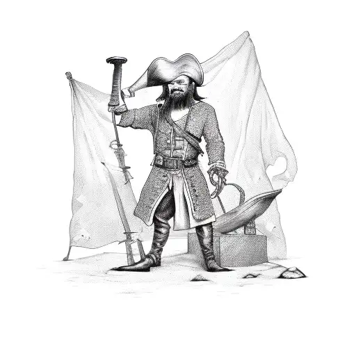 Peg Leg Pirate Standing On A Treasure Chest