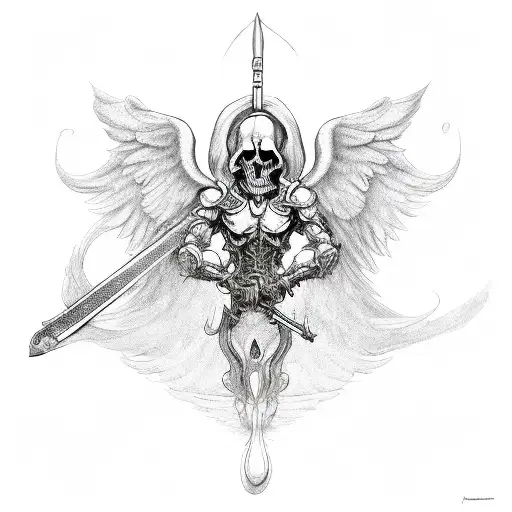 A Reaper Guardian Angel With An Hourglass And A Scythe