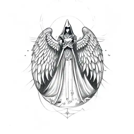 A Reaper Guardian Angel With An Hour Glass