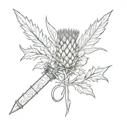Scottish Dirk Surrounded By A Thistle
