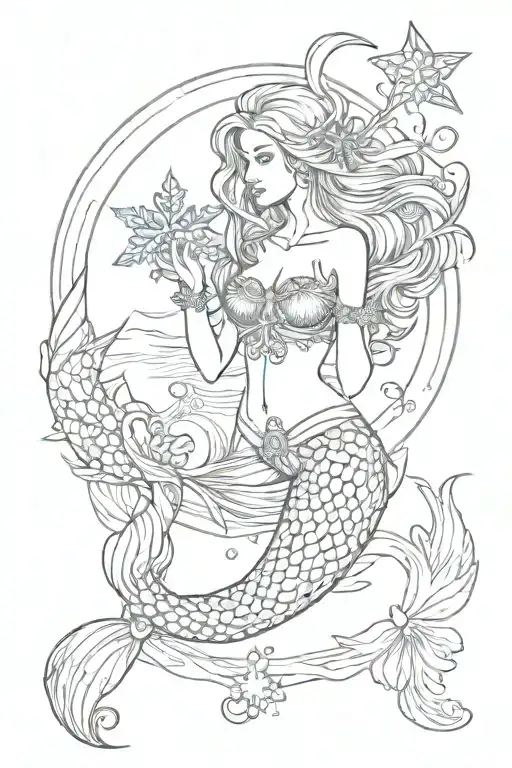 Mermaid Holding A Snowflake