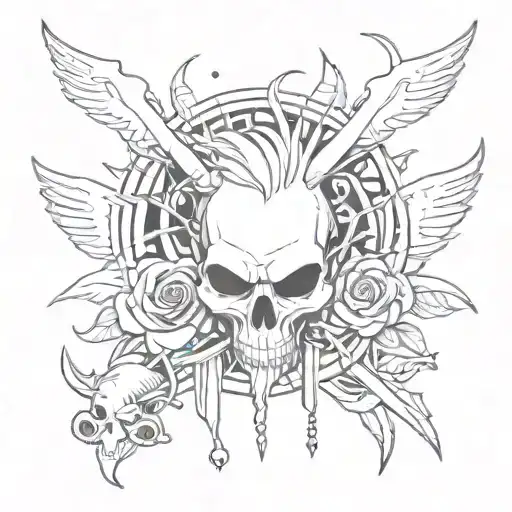 A Combination Of Punk Rock And Goth Aesthetics In A Tattoo Design