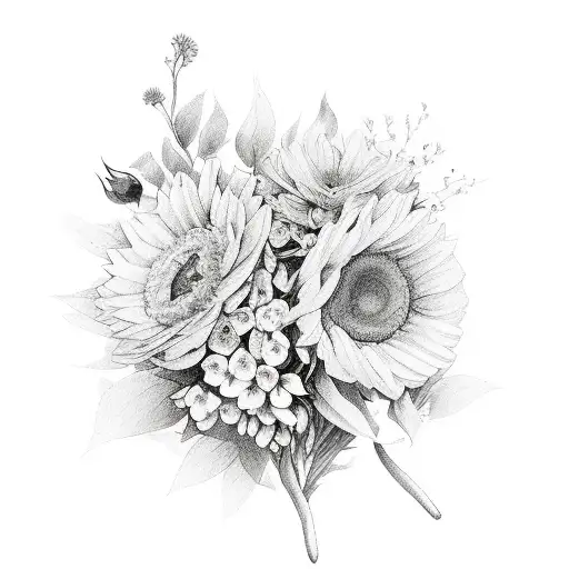 Bouquet Of Birth Flower Of August October June And February