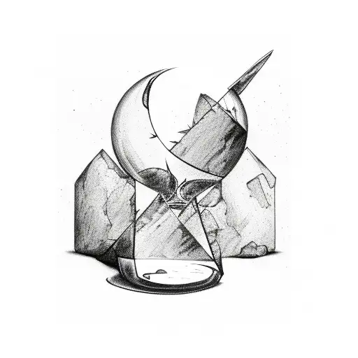 Broken Hourglass With Dark Clouds Surrounding It