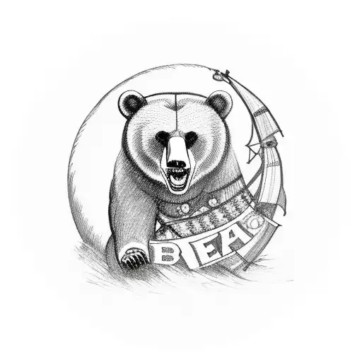 Rearing Bear With The Scottish Flag