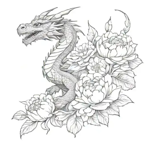 Dragon And Peonies