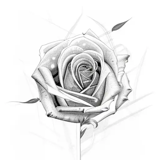 Pink Rose With Stems Interwoven With Tartan