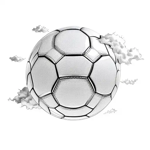 Soccer Ball Surrounded By Clouds