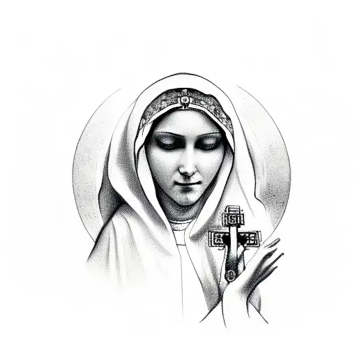 Mother Mary Holding Rosary