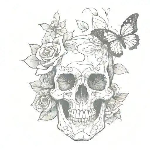 Skull Roses Butterfly