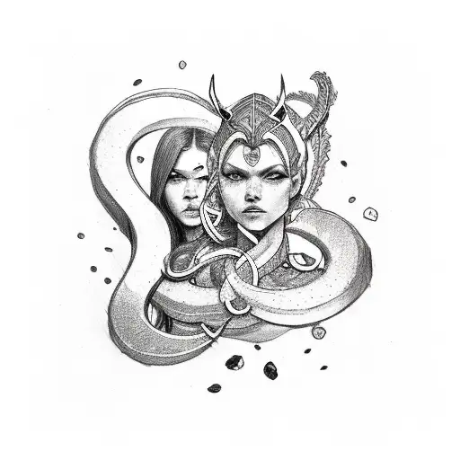 Seraphina And Elena In Norse Runes Inscribed On Ouroborus