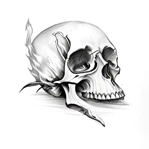 Scissors In A Burning Skull