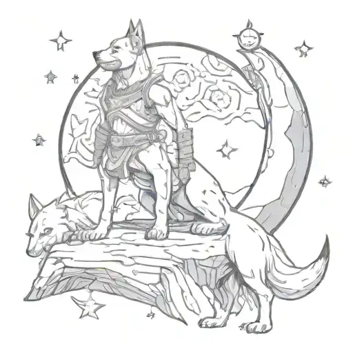 A Dog On The Moon Together With Kratos God Of War