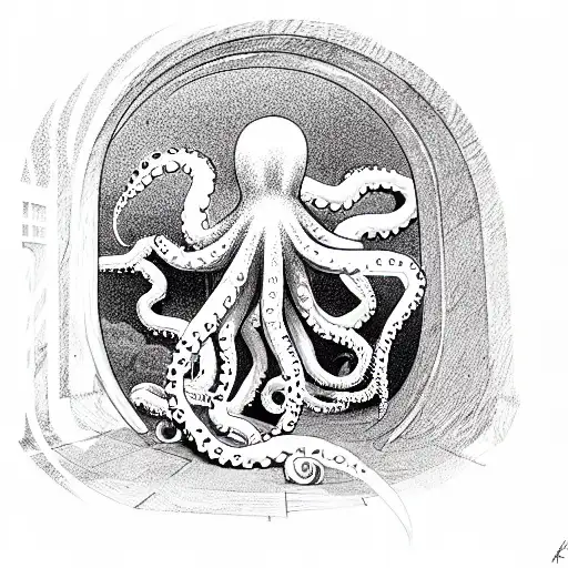 Octopus Emerging Through Doorway From Space