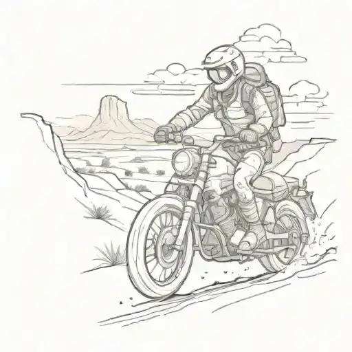 A Motorcycle Rider With A Gun In Hand Riding Through A Desert Canyon