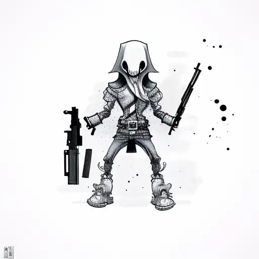 Cartoon Ghost With Gun