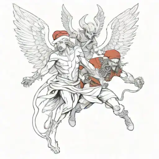 Scary Archangel Lucifer Controls A Creepy Jester In A Red Cap With Bells