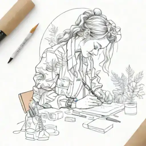 A Fashion Designer At Work Surrounded By Elements Of Nature