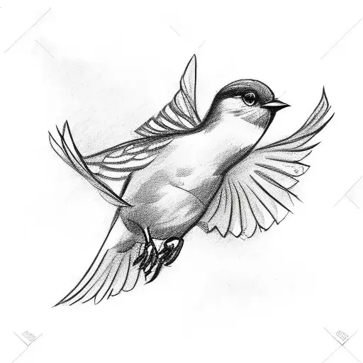Litlle Bird Flying Sketch