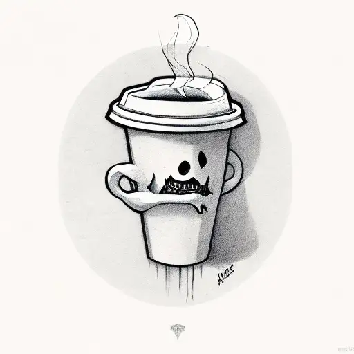Ghost Hold Cup Of Coffee
