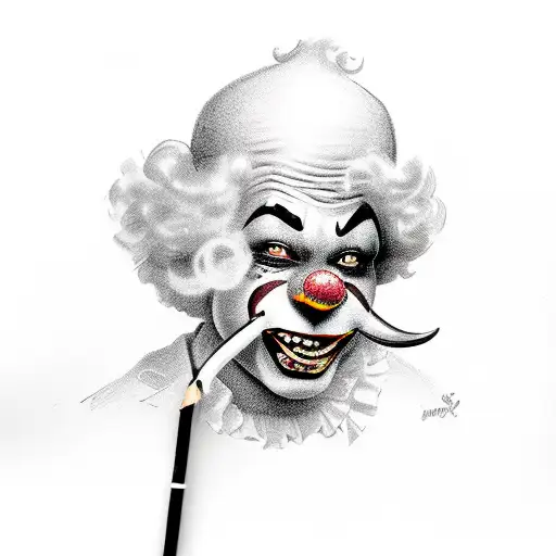 Vintage Clown Smoking Black And White