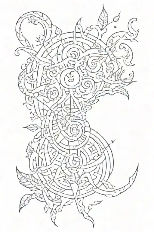 Combine Elements Of A Kaleo Song With A Philosophical Symbol In A Sketch Style