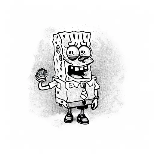 A Spongebob Character Wearing A Gaming T-shirt And Holding A Skull-shaped Controller