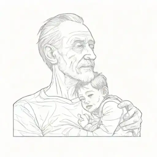 An Old Man In A Hospital Bed With His Son Sitting With Him