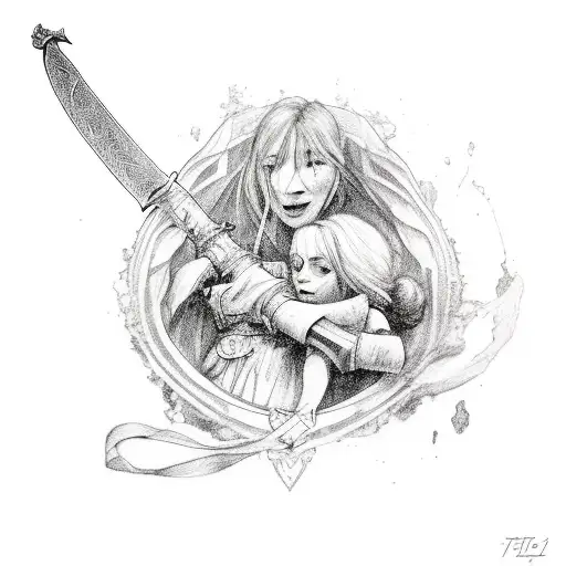 Mother Hands Holding A A Sword That Is Destroyed In Half