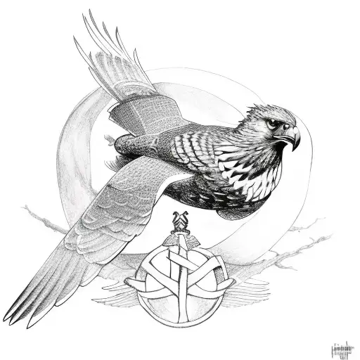 Norse Knot Of Brotgerhood Witha Falcon And A Hawk Protruding From The Knot
