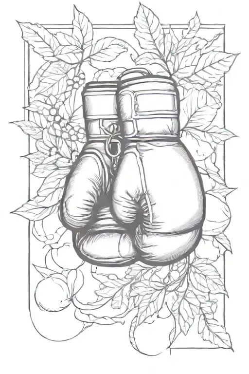 A Tattoo Symbolizing Overcoming Hardships With Boxing Gloves And Nature Elements