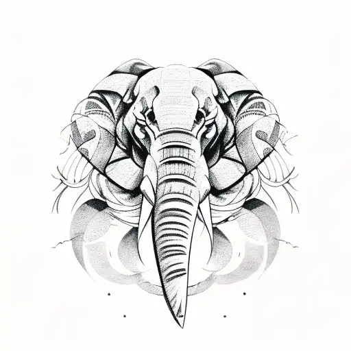 Elephant Wolf Moon And A Eagle Of Forearm