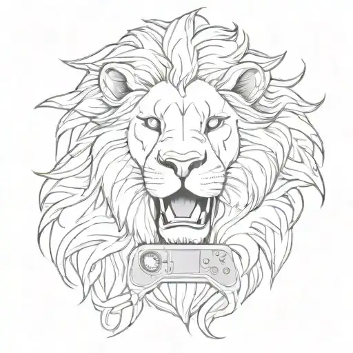 A Majestic Lion Silhouette With A Gaming Controller In Its Mouth