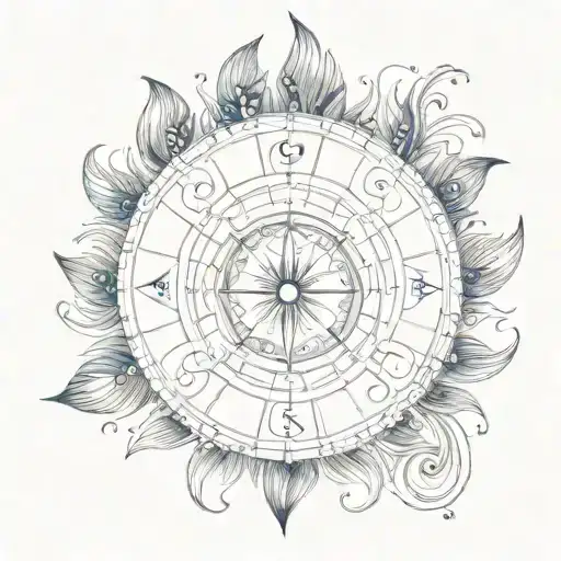 A Peacock Feather Transforming Into A Compass Rose