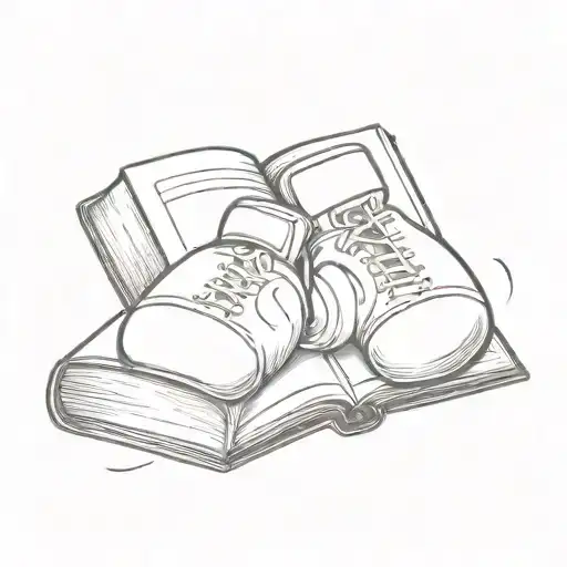 A Minimalist Tattoo Design Of An Open Book With Boxing Gloves As Bookmarks