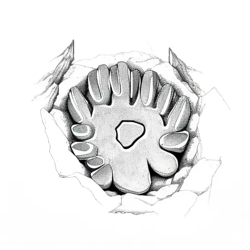 Bear Paw Print Made Of Intricate Camping Tools