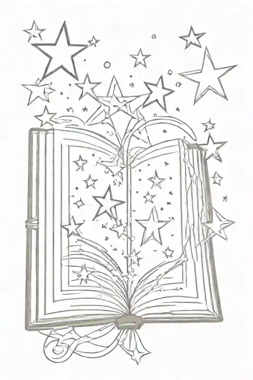 Opened Book And Stars