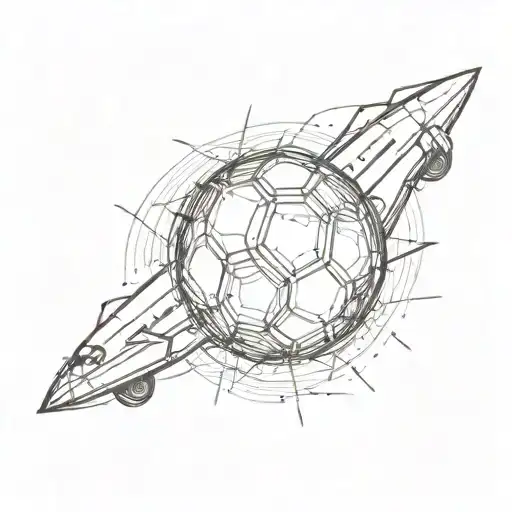 A Sketch Style Tattoo Of A Football Transforming Into A Plane Taking Off For Travel